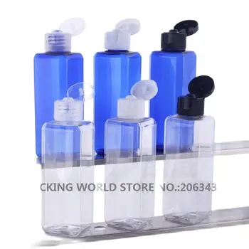 100 ml Caurspīdīgs/zils kvadrāts, PET pudeles losjons/emulsijas/šampūns/tualetes ūdens/eļļas noņemšanas kosmētikas iepakojuma ādas kopšanai