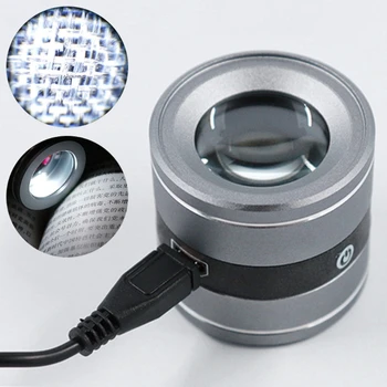 10X Metāla Cilindrā Palielināmā Stikla, USB Uzlāde Lupa Objektīvs Ar LED Gaismas Apgaismojuma Apjoma Palielinātāju Remonta Rotaslietas, Monētas
