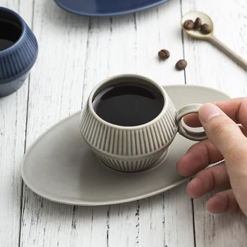 120ml Japānas Stila kafijas tasi komplekts mini retro espresso cup krūze keramikas zilā brokastis tase svaigi Mazie dāvanu CL10250957 gudrs krūze