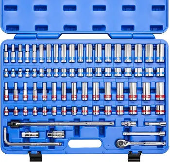 32Pcs Standarta Zilā Josta Socket Uzgriežņu atslēgu Komplekts,Sprūdrats Ietekmes Socket Set Mehānika Rīks, kas ar CrV Tērauda Auto Remonts