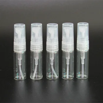 3ml 50 gab. mini smaržu pudeles / caurspīdīga stikla aerosola pudelē / kosmētikas pudeles konteineru