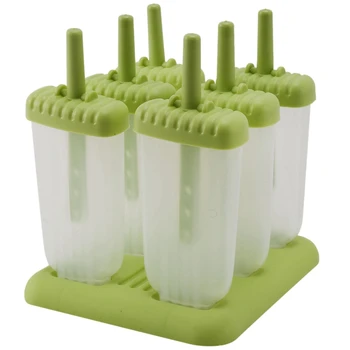 6 Pack Neviens BPA Atkārtoti saldējums DIY Veidnes Turētāji Ar Paplāti Un Nūjas Popsicles Maker Jautri, Lai Bērniem-Zaļā