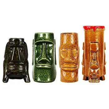 Aixiangru Keramikas Tiki Krūze Kokteilis Tases Havaju Personības Radošā Masku Ape Cilvēks Status/Melna/Zaļa Lieldienu Sala Triāde