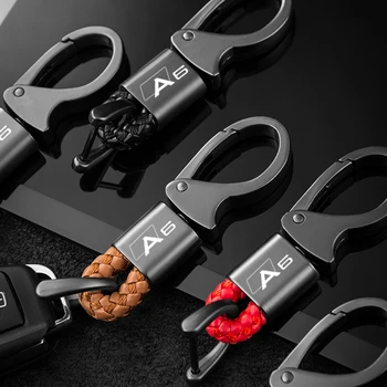 Audi A6 4A5 4AH Jaunas Unisex Pīts Ādas Virvi, Roku darbs Keychain Ādas Atslēgu Ķēdes Gredzenu Turētājs Auto Keyrings KeyChains