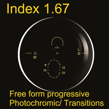 Augsta Indeksa 1.67 Brīvā Formā, Pakāpeniski Photochromic Objektīvs (UV400) Pārejas Pelēkā HMC Anti-Reflective Un Anti-Scratch