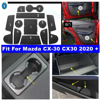 Auto Anti-Slip Vārtiem Slots Kausa Kalniņi Mats PU Ādas piemērots Mazda CX-30 2020 - 2022 Durvju Groove Pad/Kausa Non-slip Pad Piederumi