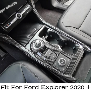 Auto Iekšējā Pārnesumu Pārslēgšanas Kārba Paneļa Vāku Apdare 2GAB piemērots Ford Explorer 2020 2021 2022 Oglekļa Šķiedras / Matēts Interjera Aksesuāri