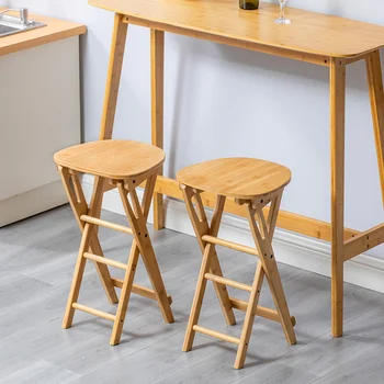 Bambusa Materiāla, Ēdamistabas Krēsli Saliekamie Dizaina Augstas Taburetes Virtuves Bieza, Izturīga, Dzīvojamās Istabas Mēbeles Stabils, Izturīgs Bāra Krēsli