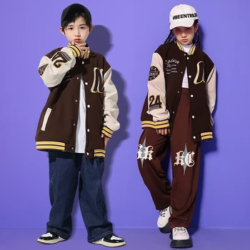 Bērni Pusaudžu Balles Hip Hop Apģērbu Beisbola Jaka Streetwear Gadījuma Bikses Meitene Zēns Džeza Deja Kostīmu Koncerts Drēbes