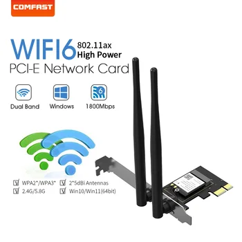 COMFAST Wifi6 1800Mbps PCIE Bezvadu Karte Ar MU-MIMO 2Antenna Dual Band 5.8 G, Wi-fi PCI Express Tīkla Kartes Datoru