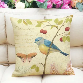 Eļļas glezna putniem lauku stila linu spilvendrāna spilveniem uz dīvāna spilvenu tieksme uz pasūtījuma bez pamata