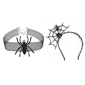 Halloween Cepures Zirnekļa Tīkli Galvu Mežģīņu Kaklarota Fancy Dress-up Headpiece par Cosplay Party Jaunums Galvassegu