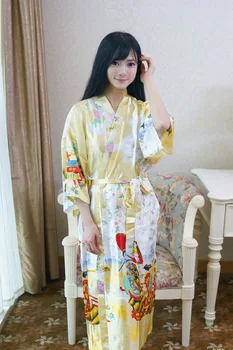 Ilgi Stila pilna piedurkne Sexy sieviešu Vasaras Peldmēteļi Bezmaksas Piegāde Ziedu Iespiesti Dzeltenā Drēbes Femme Kimono Stila Eiropas Karstā