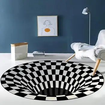 Ilūzija Doormat Melna Balta Tīkla Drukāšanas 3D Ilūziju Vortex Dibena Caurumu Paklāji Vizuālo Durvju Mat Dzīvojamā Istaba