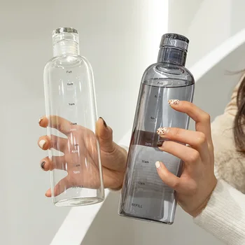 INS Stikla Pudele Ar Laika Atzīmi Pārredzamu Dzērieni, Sula, Ūdens Pudele 500/750ml Moderns Drinkware Laika Skalas Kausa Augstas Kvalitātes