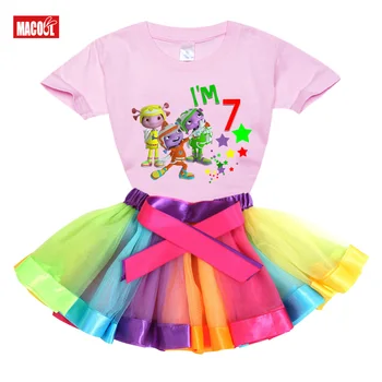 Ir 2021. Numuru 2-7 Kleita Komplekti Vasaras Princess Tērpi, Kleita Cute Baby Toddler Apģērbu Bērniem 2gab Bērnu T Krekls +Tutu Kleita Komplekts