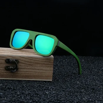 Jaunu Vintage Dabas Skeitborda Saules Brilles Luksusa Retro Modes Bambusa Koka Polarizētās Saulesbrilles, Braucot Laukumā Stils