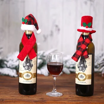 Mini Santa Cepures Vīna Pudeles Vāciņu Ziemassvētku Šalle Lelle Dāvanu Dekori Ziemassvētku Rotājumu Mājas Puse, Galda Rotājumi