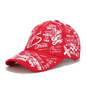 NIANKA013 vīriešiem Sarkanu Burtu grafiti iespiesti hip hop beisbola cepure Jaunu pieaugušo sieviešu kokvilnas snapback cepure trucker tētis cepure