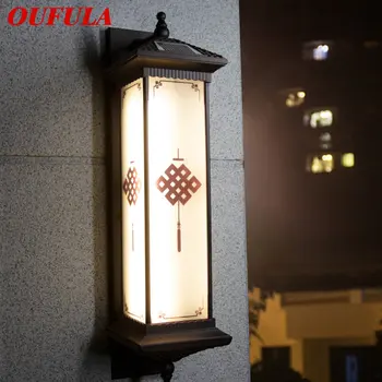 OUFULA Solar Sienas Lampa Āra Radošumu Ķīniešu Mezgls Sconce Gaismas LED Ūdensizturīgs IP65 Home Villa Balkons Pagalmā