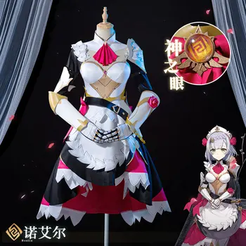 Populāra spēle Genshin Ietekme cos ādas unhonored ziedu Noelle cos bruņinieku meitene cosplay kostīms sieviešu pilns komplekts