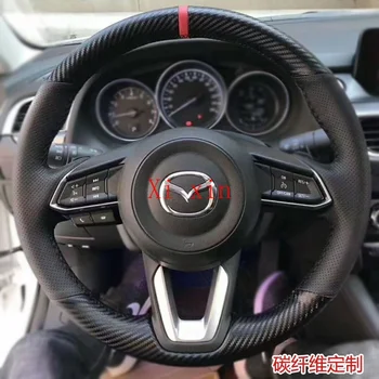 Priekš Mazda cx4 cx30 3/6 onxela atenza custom ādas, zamšādas roku šūtas auto stūres rats segumu