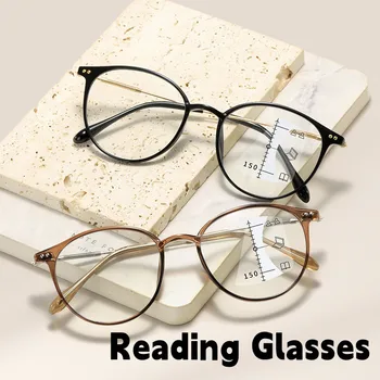 Retro Apaļā Rāmja Multifokāla Progresīvās Brilles Datoru Anti Zilā Gaisma Lasīšanas Brilles Sievietēm Ultravieglajiem Tālu Netālu Brilles 0