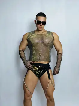 Sexy Viedokļa Acs Džeza Muskuļu Tērpi, Kostīmi Kluba Bāra Vīriešu kārtas Dziedātājs Gogo vadošajām Deju Apģērbu Puses Parādīt Posmā Valkā