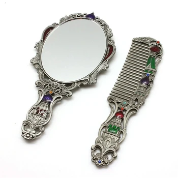 Sieviešu Vintage Pils Portatīvo Kosmētikas Spogulis krievu Stilā Rīkoties Spogulis, kas ar Šūnu medus Piliens Kuģniecība