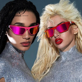 STĀSTS Moderns Futūristisks Spoguļu Cat Eye Saulesbrilles Sievietēm, Vīriešiem 2022 Zīmola Dizaina Modes Nestandarta, Taisnstūra, Saules Brilles S20924G