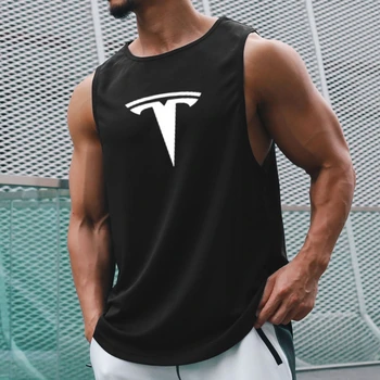 Vasaras Kompresijas Sporta Tvertnes Augšpusē Vīriešiem Kultūrisms, Fitnesa Bez Piedurknēm T Krekls Treniņu Apģērbu Tesla Vīriešu Sporta Muskuļu Apakškrekli