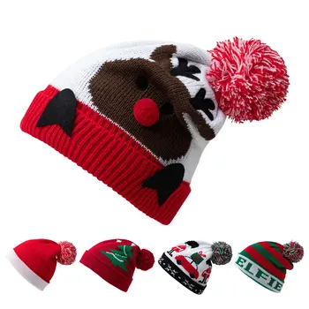 Ziemassvētku Cepure Unisex Santa Beanie Adīta Cepurīte Ar Pompom Klasiskās Bērnu Svētku Papildu Sabiezēt Cepuri Ziemassvētku Svētku Puse