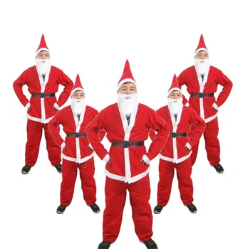 Ziemassvētku Ziemassvētki Uzvalks Ziemassvētku Cosplay Apģērbs 5 in 1 Sarkanā Vīriešu, Sieviešu, Bērnu Bērni Ziemassvētku Vecīša Kostīms onesies kostīmu onesie