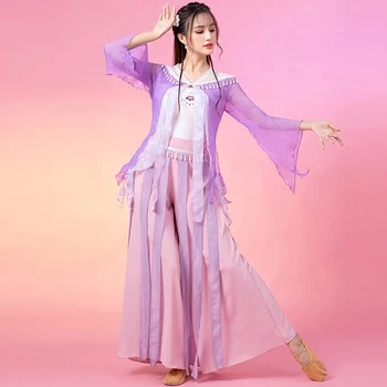 Ķīniešu Klasiskās Dejas Skatuves Sniegumu Kostīmi Sieviešu Marli Praksi Apģērbu Austrumu Tradicionālo Deju Apģērbu DQL6984