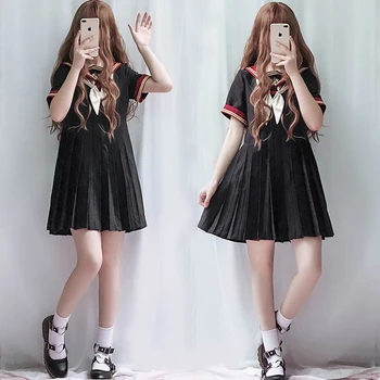 Japāņu koledžas stilā salds lolita kleita studentu jk vienotu izšuvumi navy apkakles viktorijas kleita kawaii meitene gothic lolita op 1