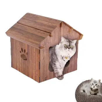 Kaķu Nams Scratcher Gulta Gofrēta Nesaskrāpē Pad Valdes Kaķis Nesaskrāpē Telts Alu Ērtu Būdu, Iekštelpu Kaķiem Kaķēns 1