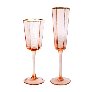 Apzeltīts Apmales Šampanieša Glāzes Luksusa Dzintara Krāsas Stikla Kausa Karstumizturīgs Āmuru, Graudu, Vīna Glāzes, Kokteiļu Glāzes Dzeršanai 4