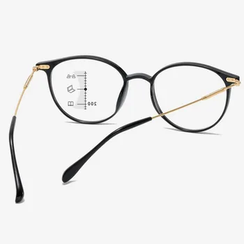 Retro Apaļā Rāmja Multifokāla Progresīvās Brilles Datoru Anti Zilā Gaisma Lasīšanas Brilles Sievietēm Ultravieglajiem Tālu Netālu Brilles 4